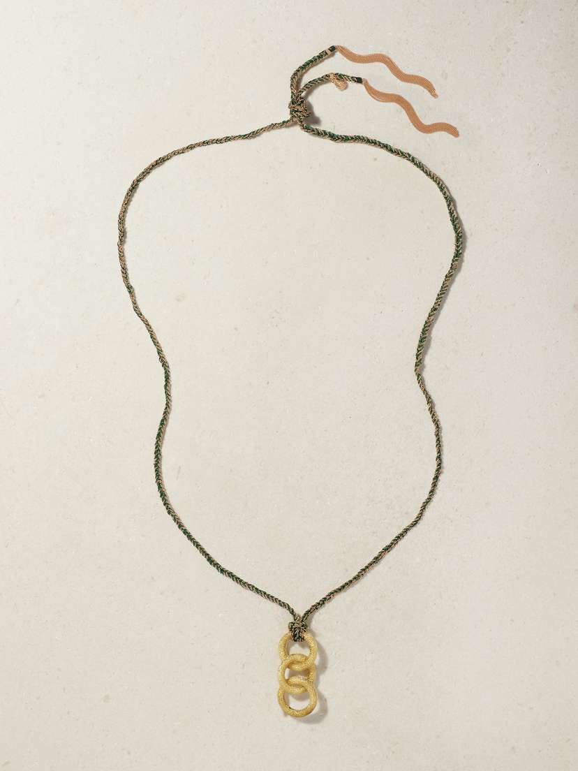 Carolina Bucci Lucky 18-karat Yellow And Rose Gold And Silk Necklace