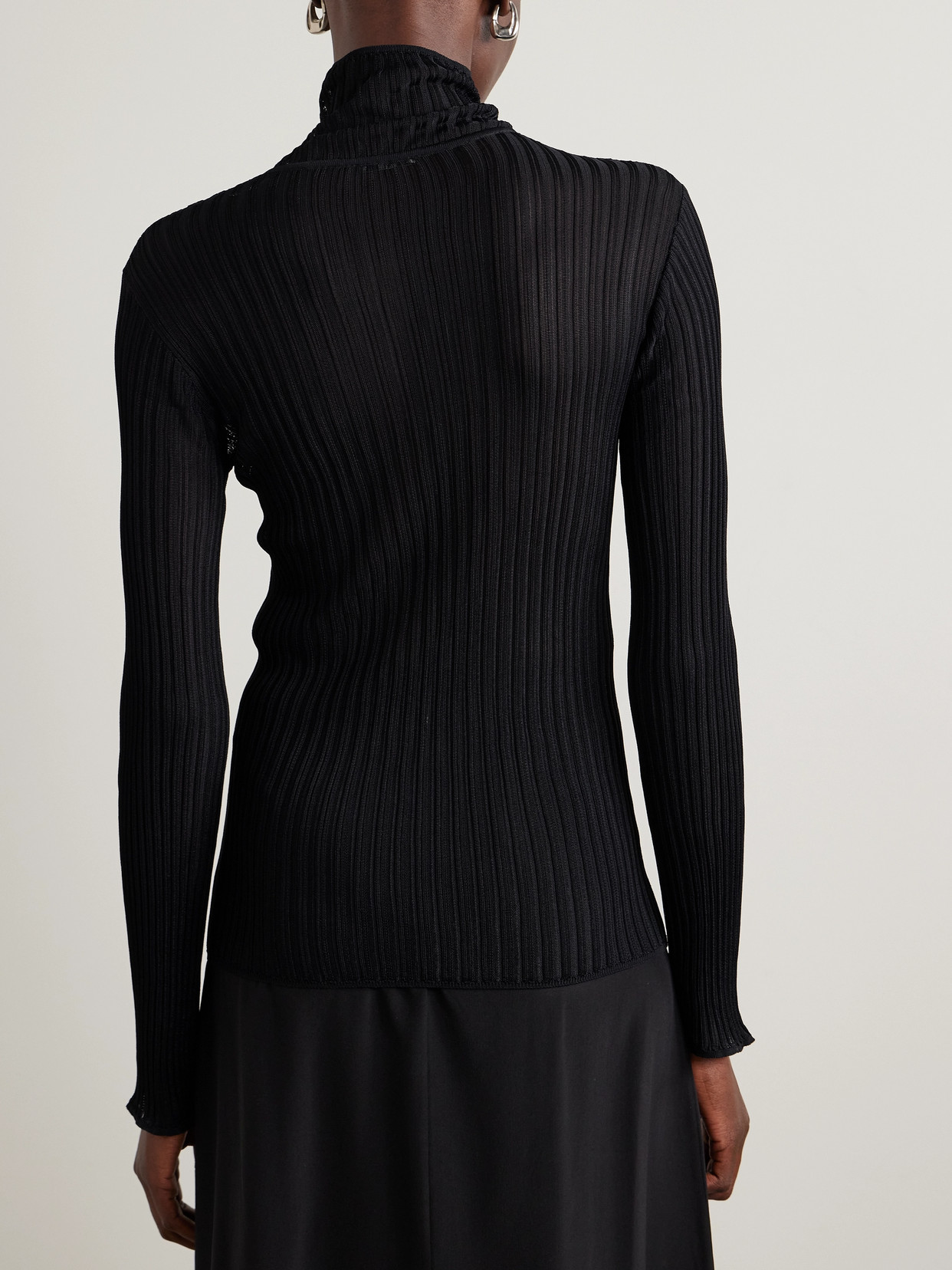 Fforme Elin Ribbed-knit Turtleneck Sweater In Black