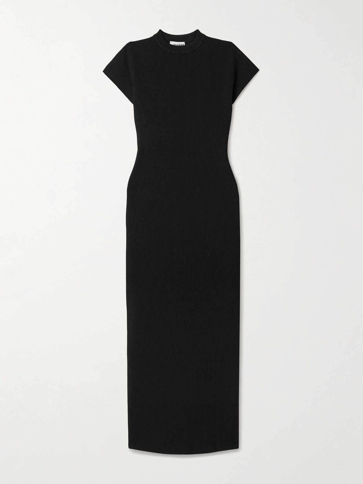 Fforme Saiba Ribbed-knit Midi Dress In Black