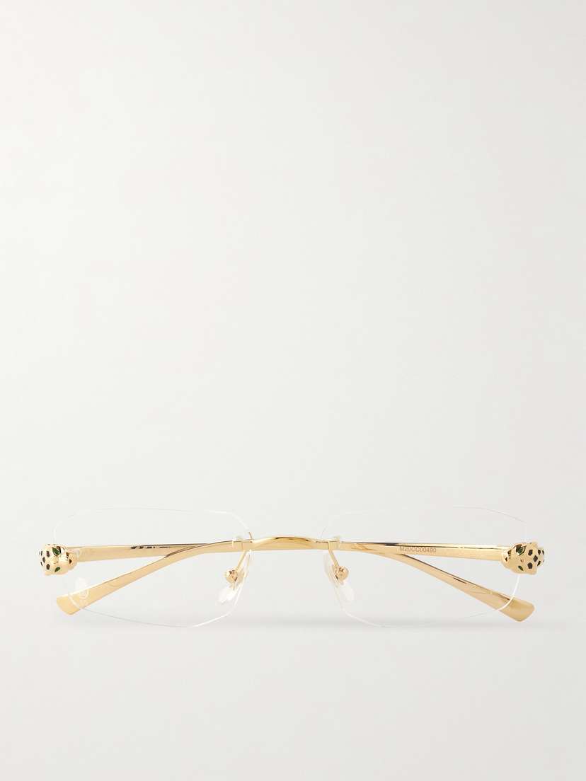 Cartier Eyewear Rimless Rectangle-frame Gold-tone Optical Glasses