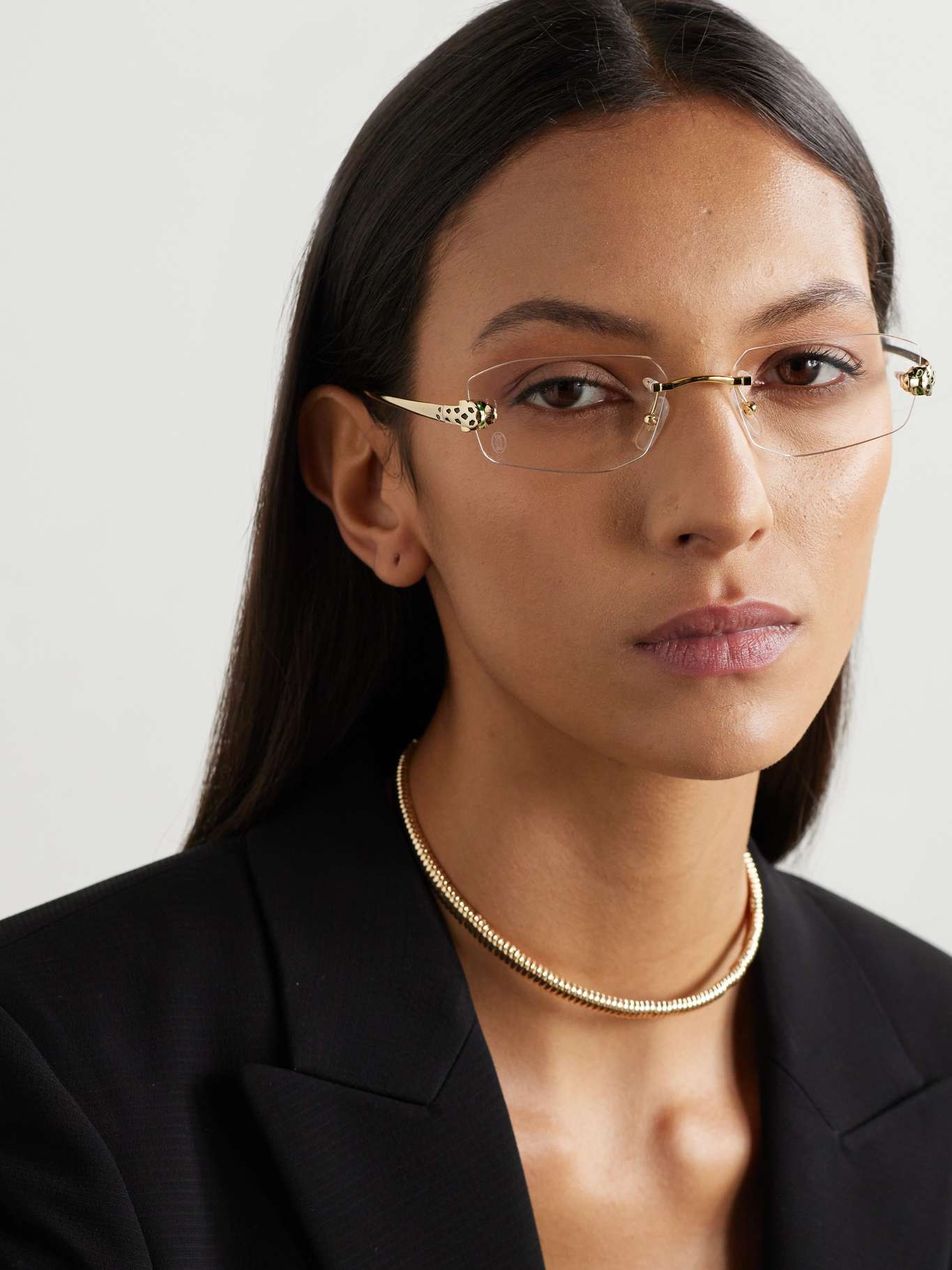 CARTIER EYEWEAR Rimless rectangleframe goldtone optical glasses NET