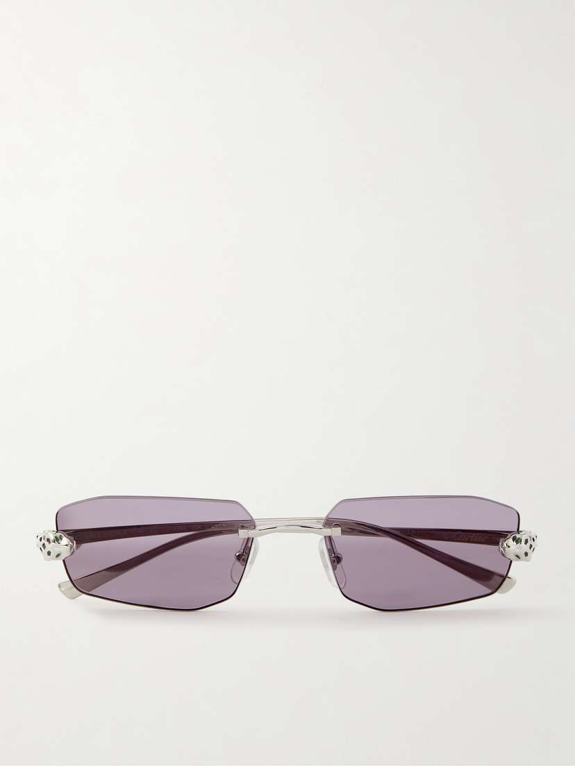 Cartier Eyewear Rectangle-frame Silver-tone Sunglasses