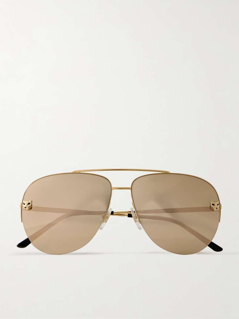 Cartier Eyewear Panthère De Cartier Aviator-style Gold-tone Sunglasses
