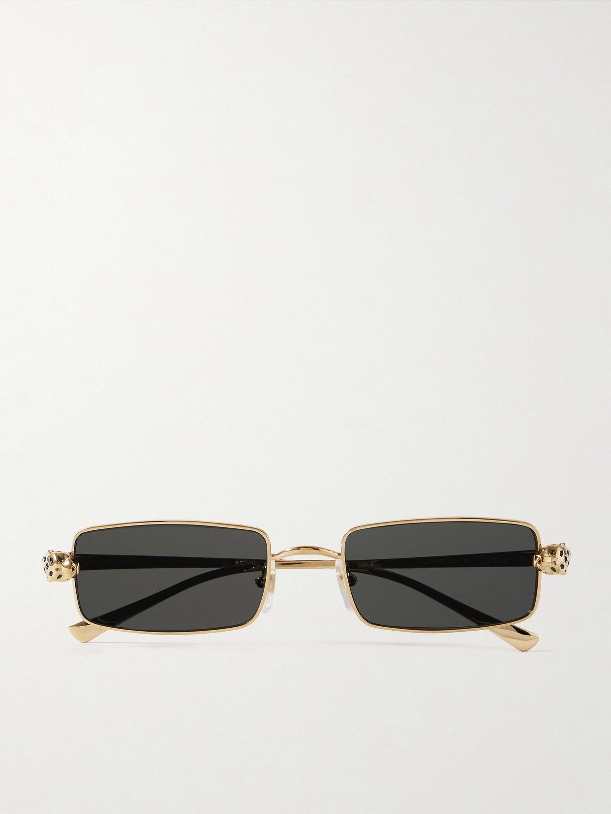 Cartier Eyewear - Panthère Rectangle-frame Crystal-embellished Gold-tone Sunglasses - One size
