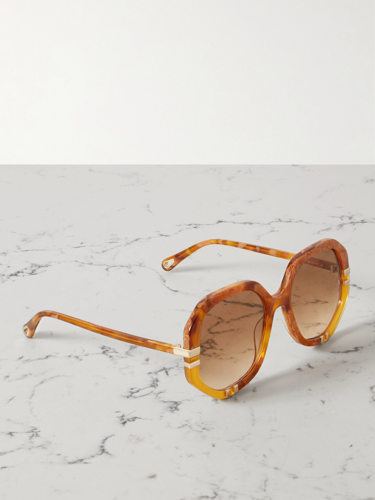 Chloé Oversized Hexagon-frame Acetate And Gold-tone Sunglasses In Brown