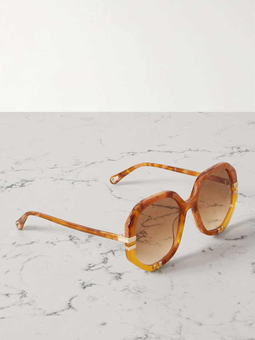 Chloé Oversized Hexagon-frame Acetate And Gold-tone Sunglasses