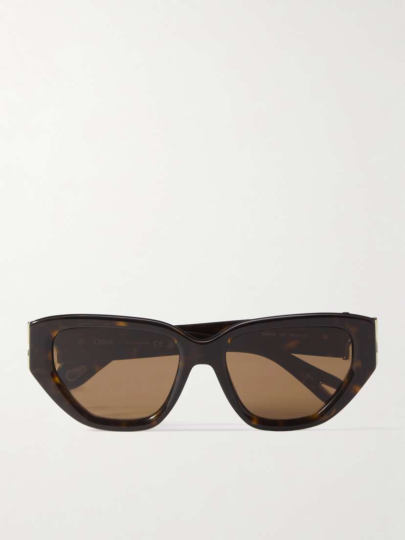 Chloé Cat-eye Tortoiseshell Acetate And Gold-tone Metal Sunglasses