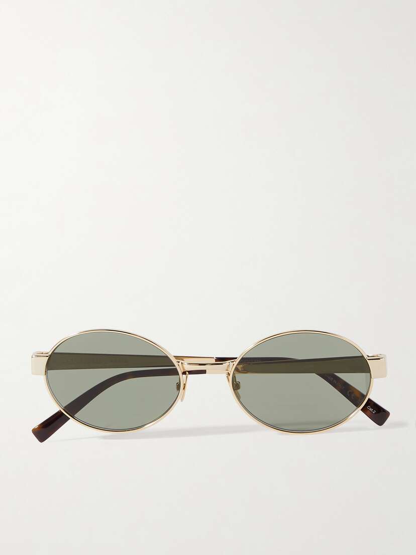 Saint Laurent Eyewear Oval-frame Gold-tone Sunglasses