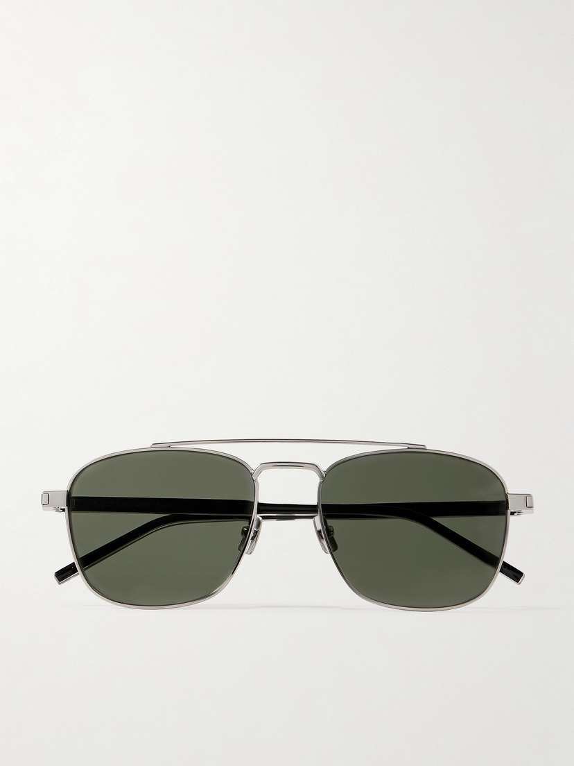 Saint Laurent Eyewear Aviator-style Acetate And Silver-tone Sunglasses