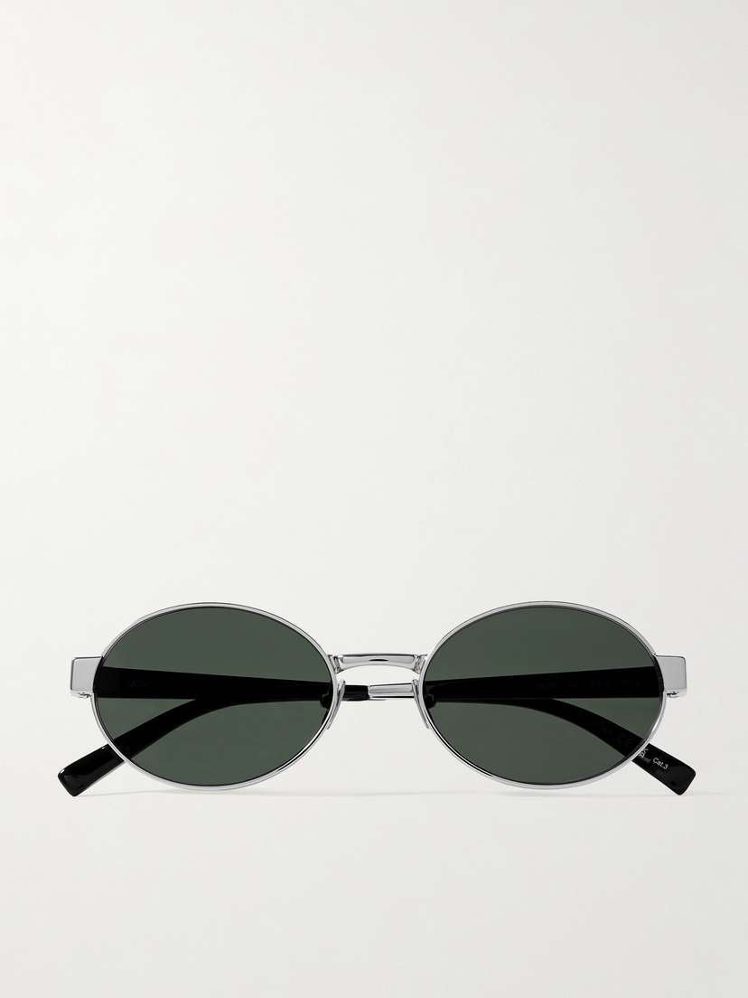 Saint Laurent Eyewear Oval-frame Silver-tone Sunglasses