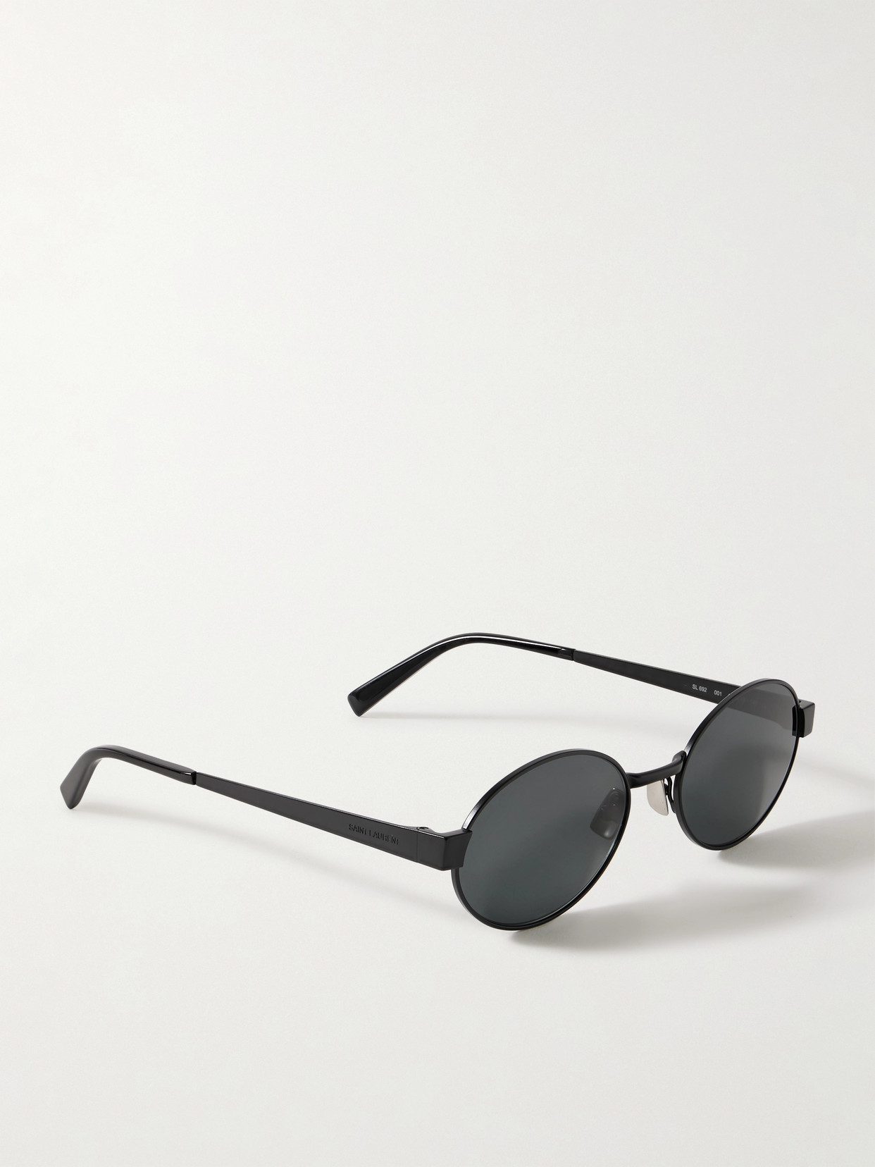 Saint Laurent Oval-frame Metal Sunglasses In Black