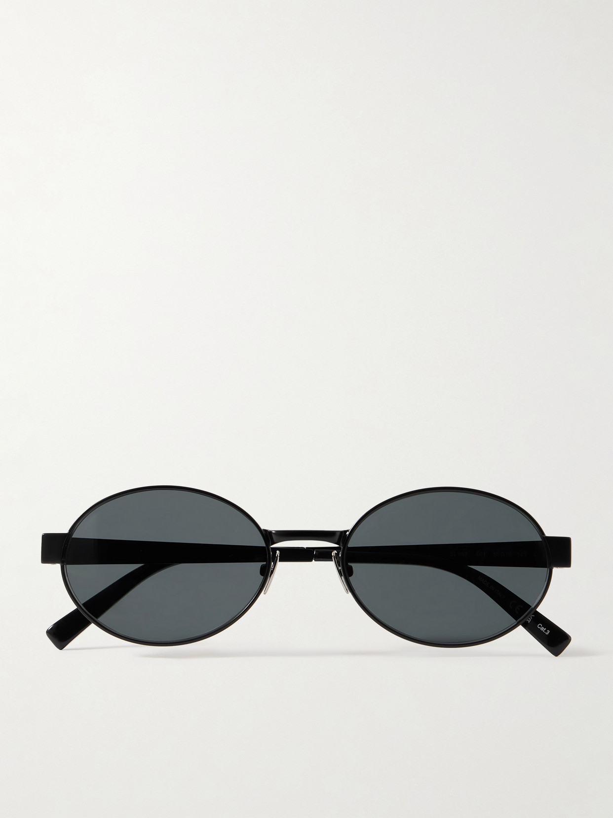 Saint Laurent Oval-frame Metal Sunglasses In Black