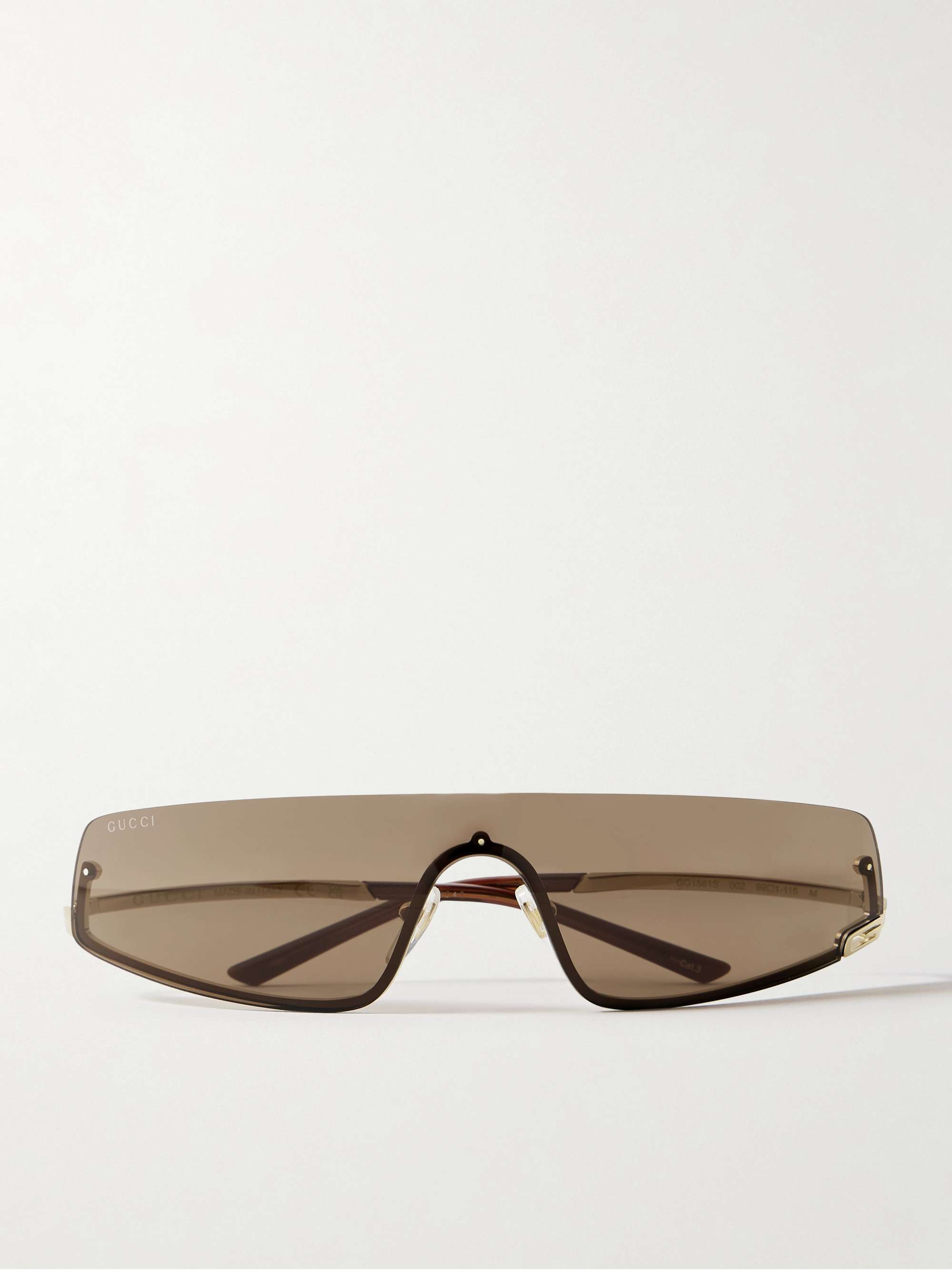 GUCCI EYEWEAR Rimless rectangle-frame gold-tone sunglasses | NET-A-PORTER