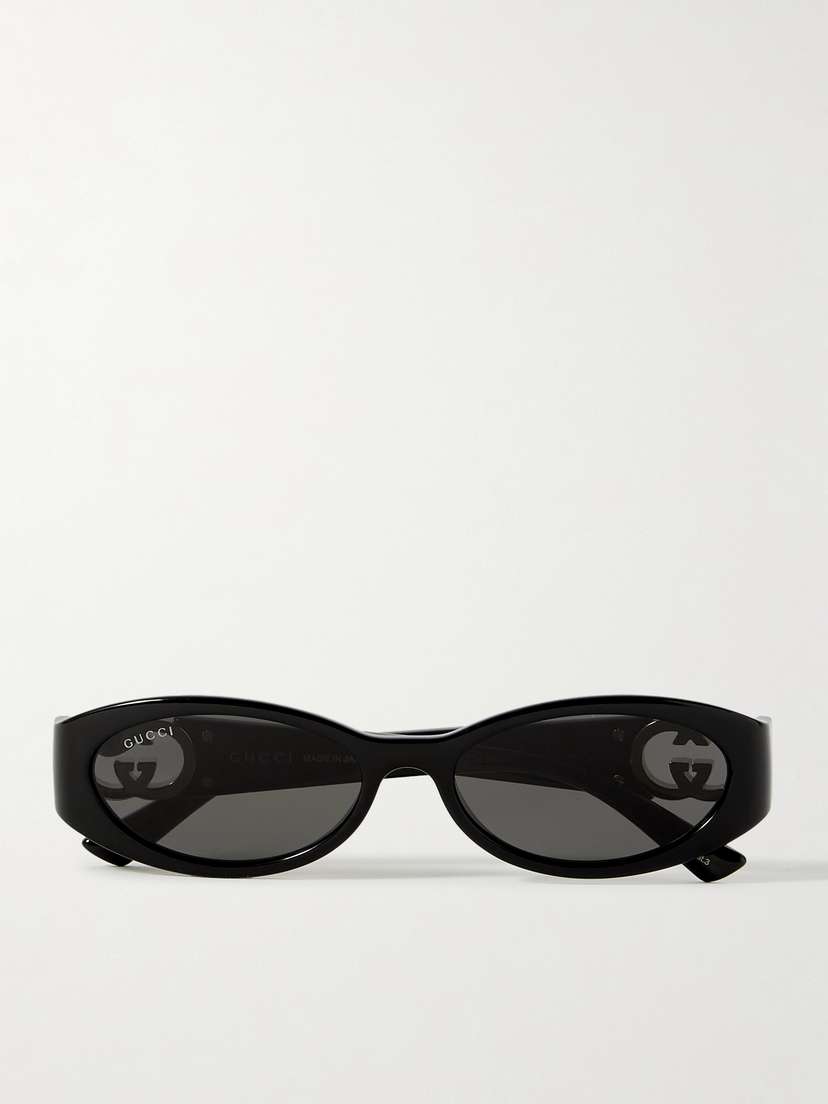 Gucci Eyewear Oval-frame Acetate And Gold-tone Sunglasses