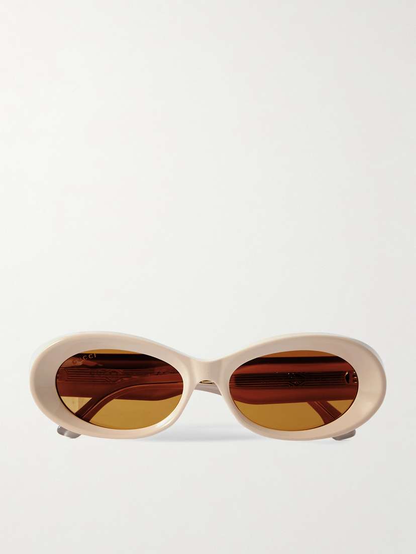 Gucci Eyewear Oval-frame Embellished Acetate Sunglasses