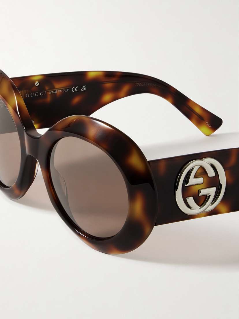 Gucci Eyewear | Brown | Oversized Round-frame Tortoiseshell Acet display picture 2