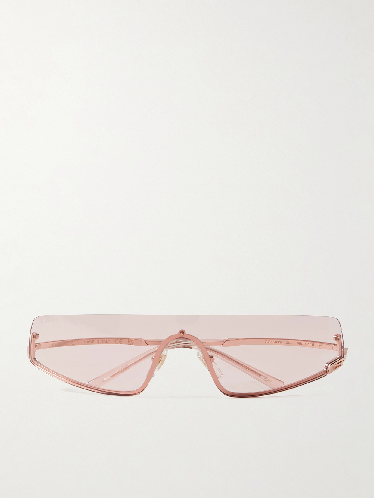 Gucci Rimless Rectangle-frame Rose Gold-tone Sunglasses