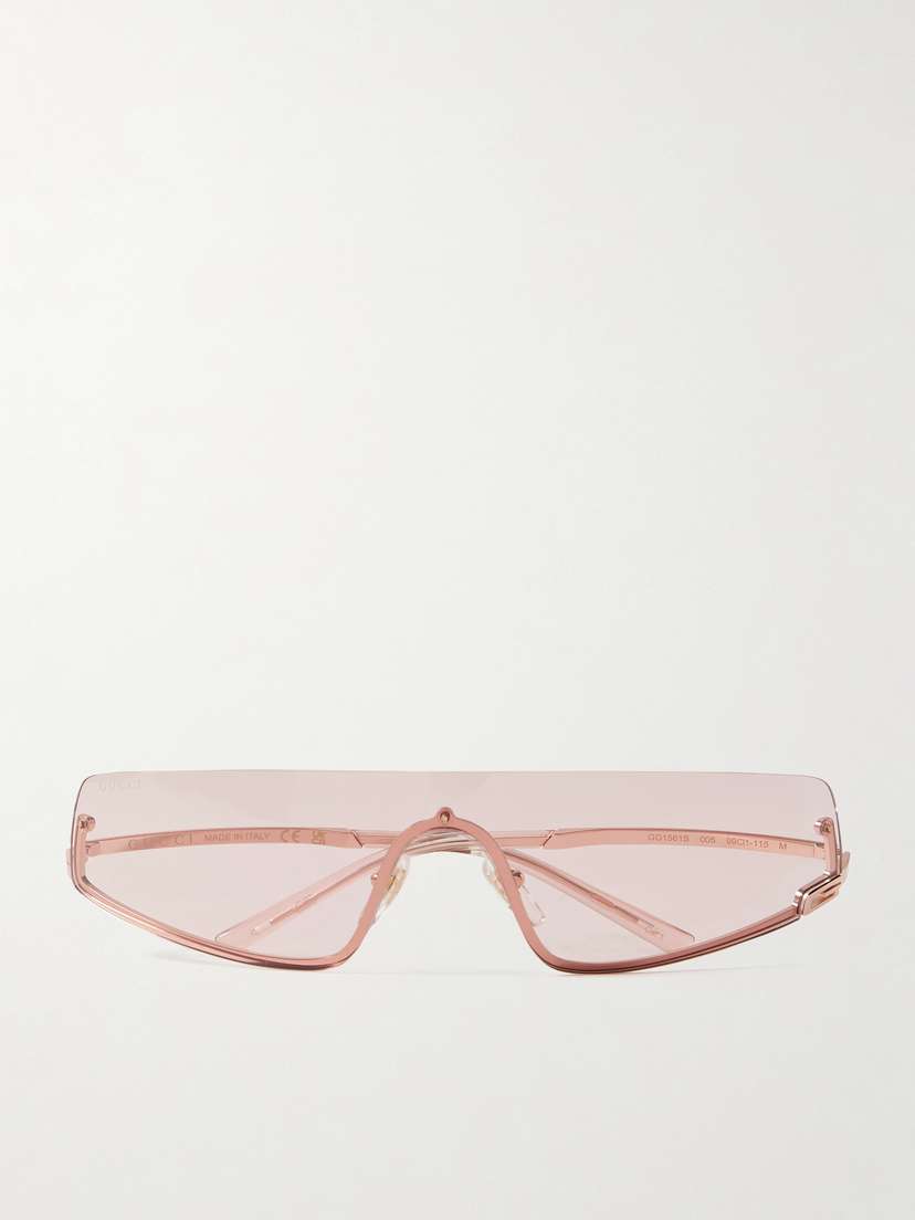 Gucci Eyewear Rimless Rectangle-frame Rose Gold-tone Sunglasses