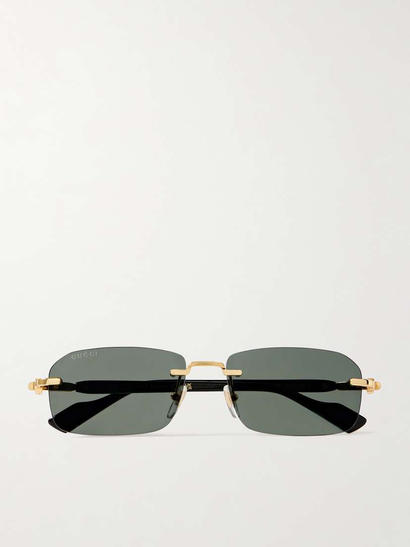 Gucci Eyewear Rimless Sqaure-frame Gold-tone And Acetate Sunglasses