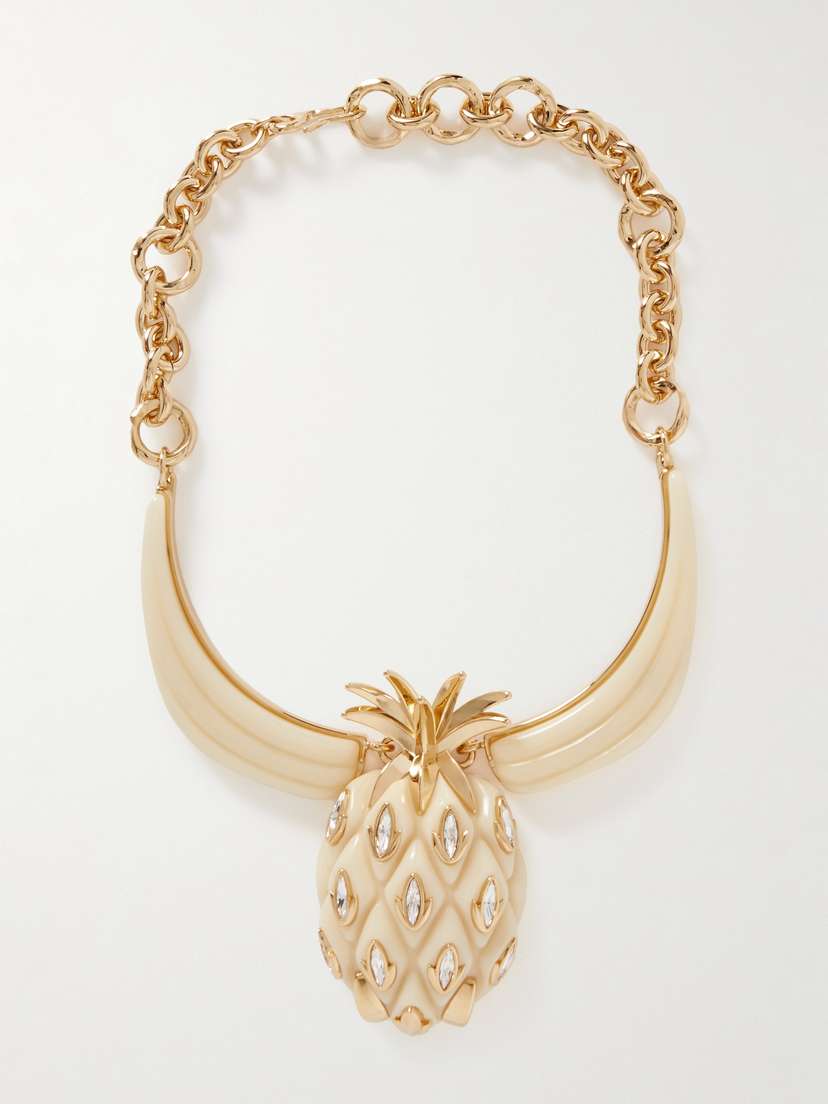 Chloé Pineapple Gold-tone, Crystal And Resin Necklace