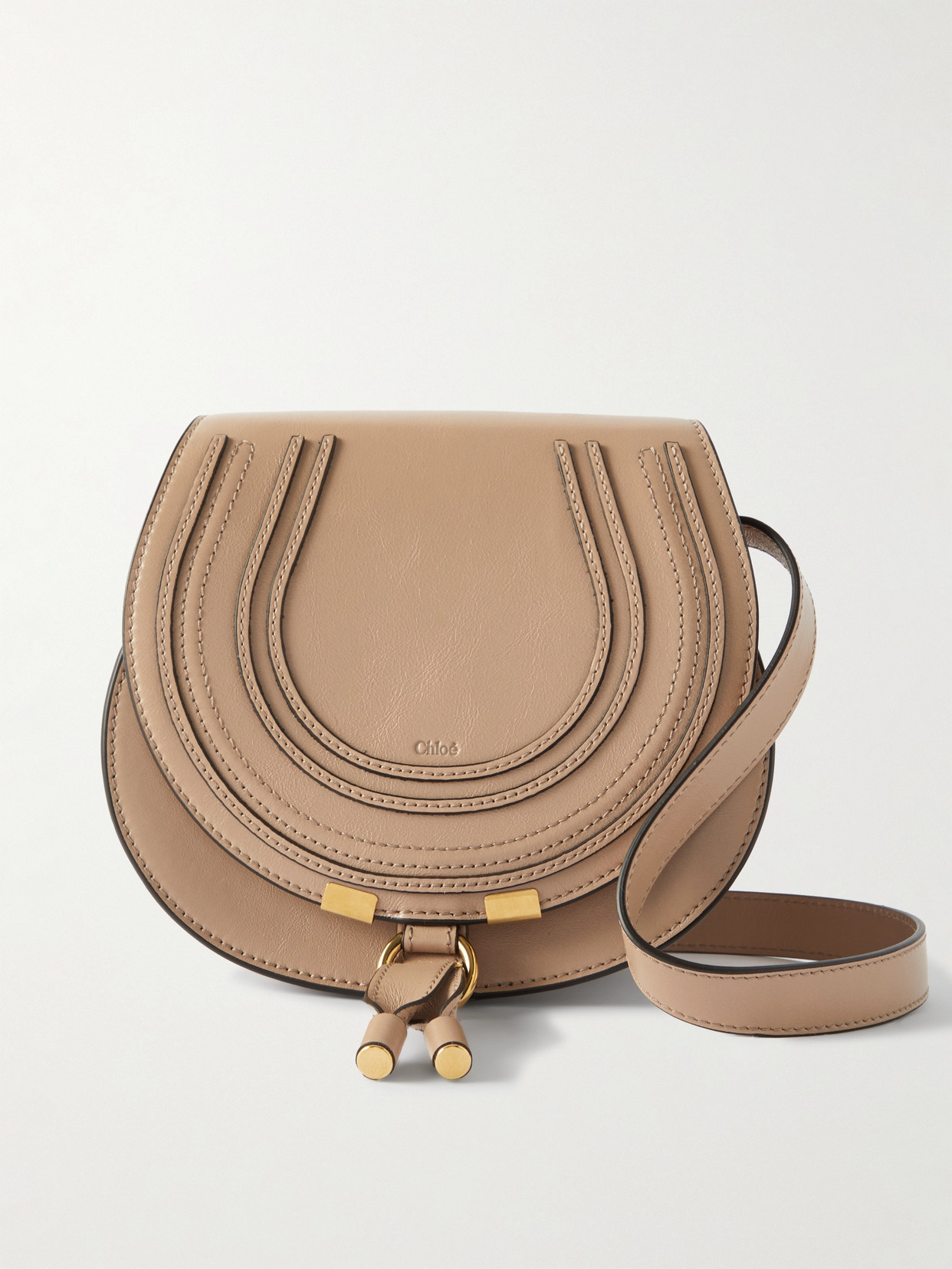 Chloé Marcie Textured-leather Crossbody Bag In Off-white