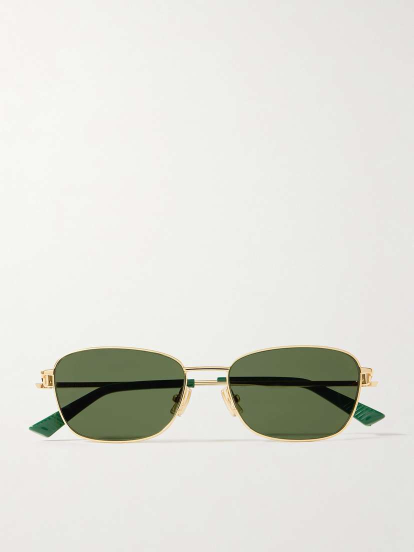 Bottega Veneta Eyewear Square-frame Gold-tone Sunglasses