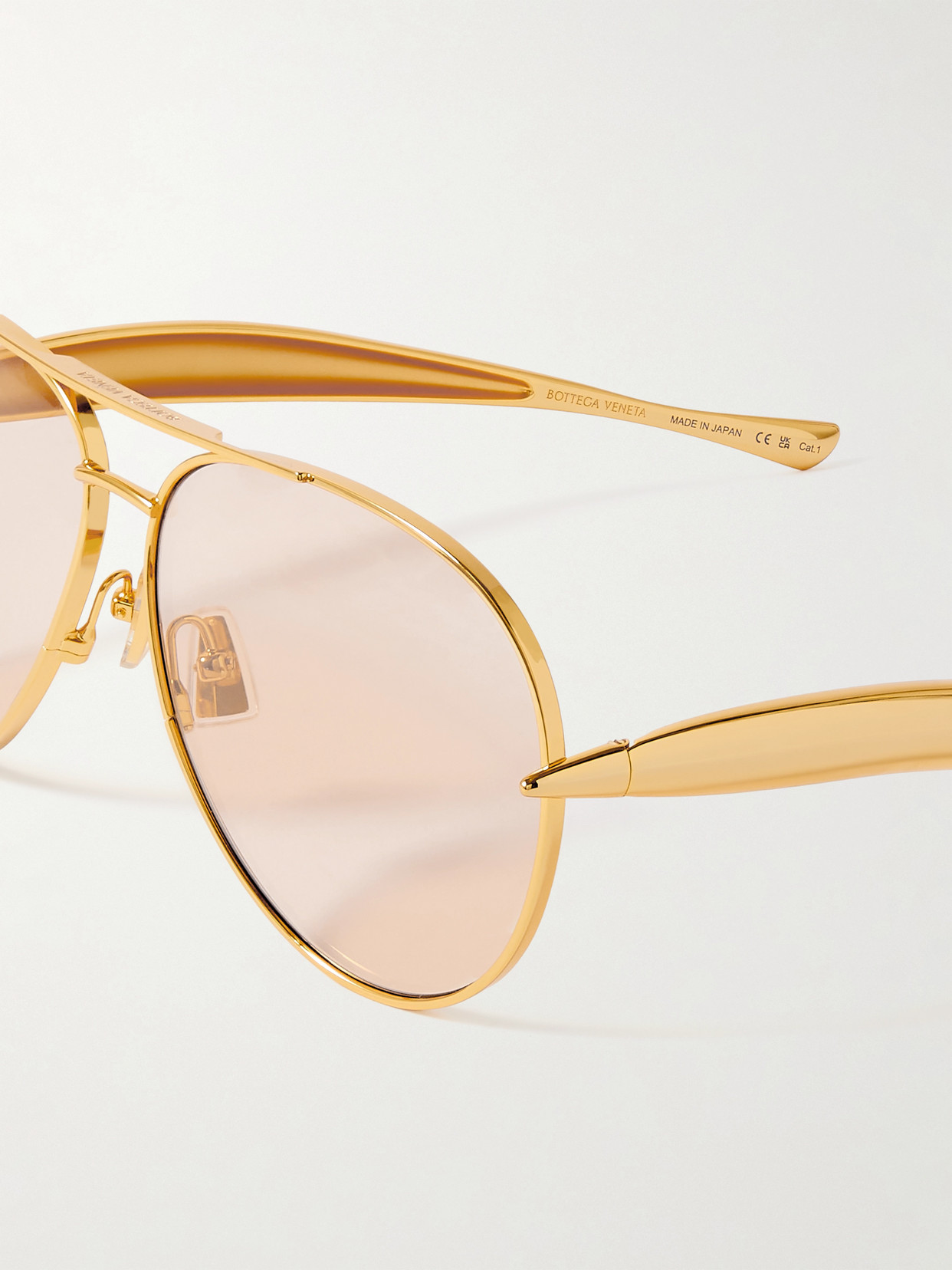 Bottega Veneta Sardine Aviator-style Gold-tone Sunglasses In Gold