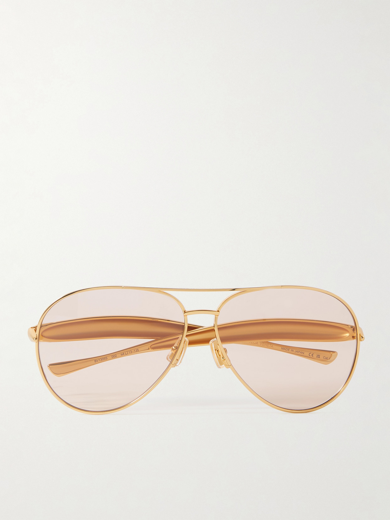 Bottega Veneta Sardine Aviator-style Gold-tone Sunglasses