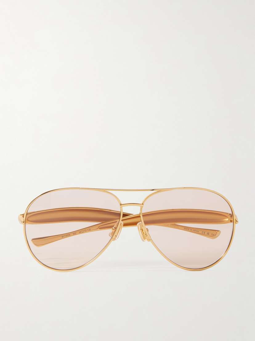 Bottega Veneta Eyewear Sardine Aviator-style Gold-tone Sunglasses