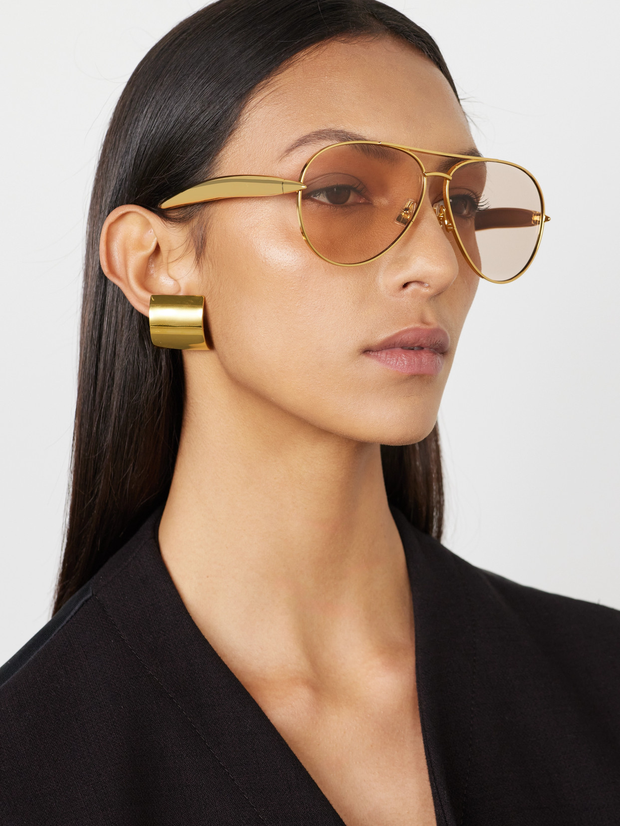 Bottega Veneta Sardine Aviator-style Gold-tone Sunglasses In Gold
