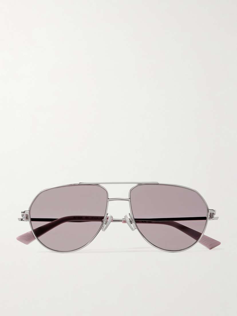 Bottega Veneta Eyewear Aviator-style Silver-tone Sunglasses