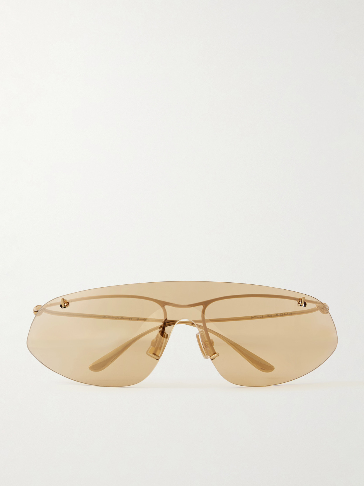 Bottega Veneta Knot Rimless D-frame Gold-tone Sunglasses In Yellow