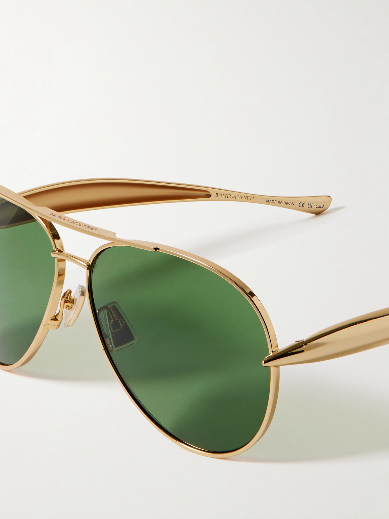 Shop Bottega Veneta Sardine Aviator-style Gold-tone Sunglasses