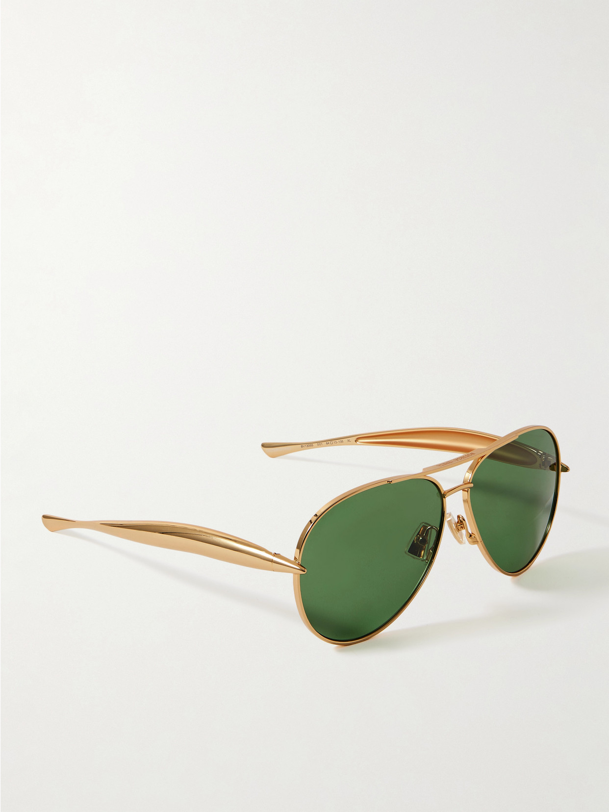 Shop Bottega Veneta Sardine Aviator-style Gold-tone Sunglasses