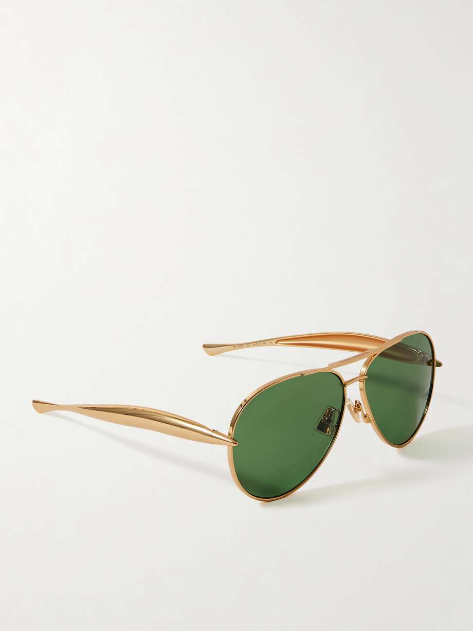 Bottega Veneta Sardine aviator-style gold-tone sunglasses
