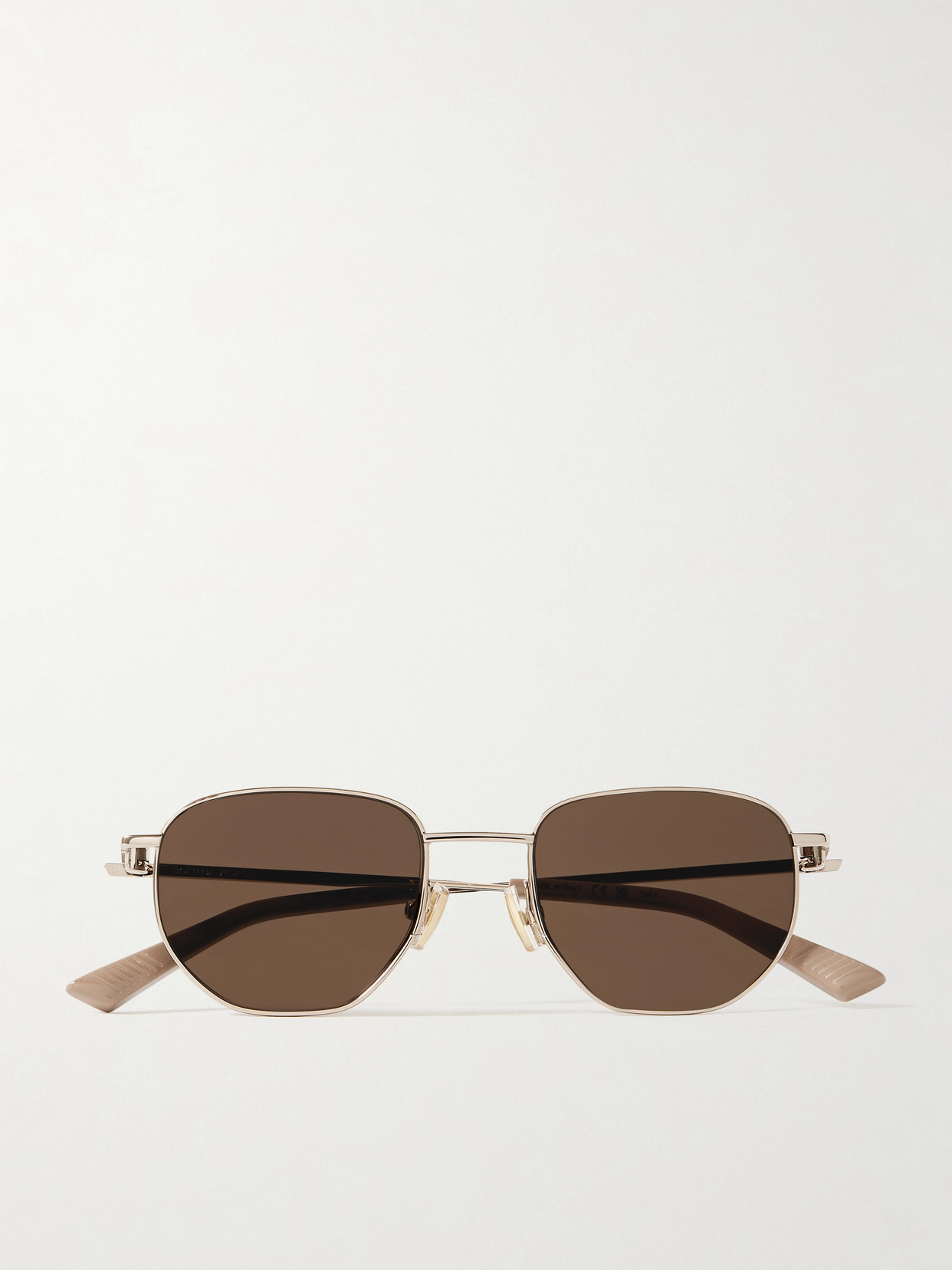 Bottega Veneta Hexagon-frame Rose Gold-tone Sunglasses