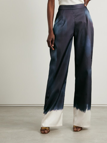 Dima Ayad Tie-dyed satin-twill wide-leg pants