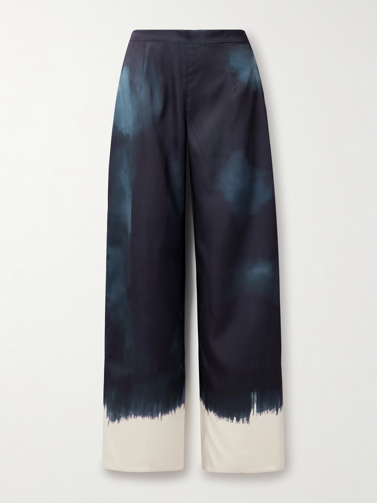 Dima Ayad Tie-dyed Satin-twill Wide-leg Pants In Blue