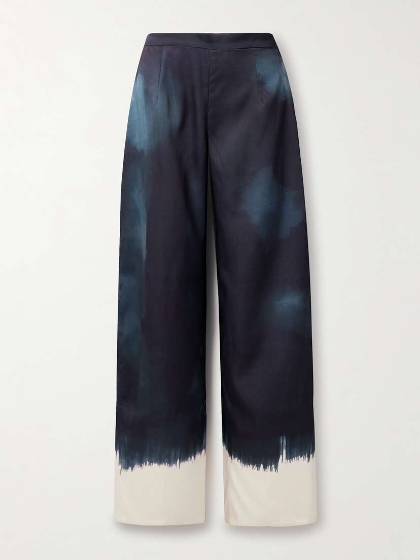Dima Ayad Tie-dyed Satin-twill Wide-leg Pants