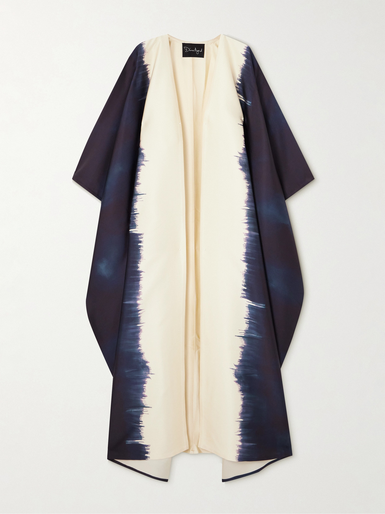 Dima Ayad Tie-dyed Satin-twill Kaftan In Blue