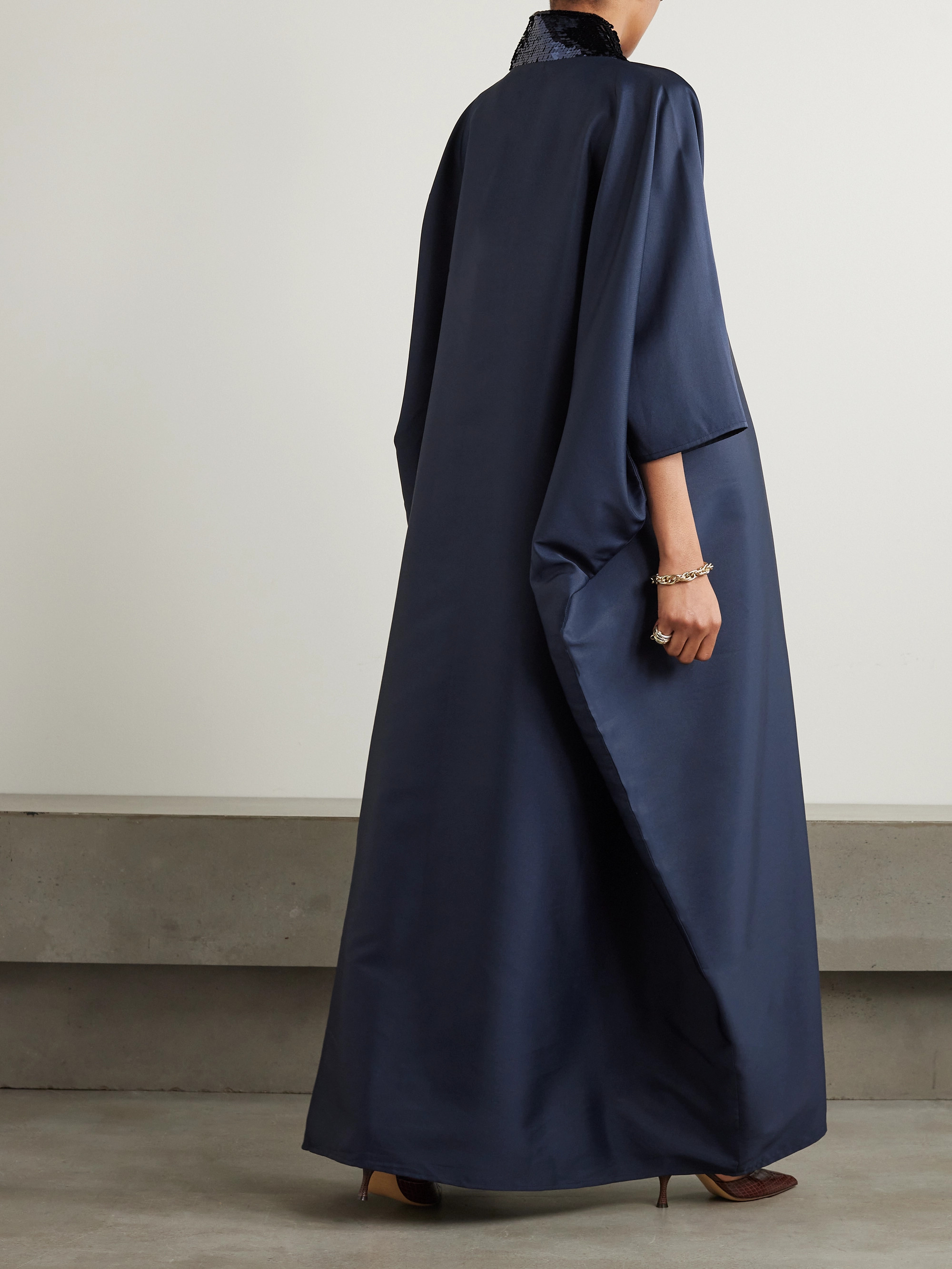 Dima Ayad Sequin-embellished faille kaftan thumbnail