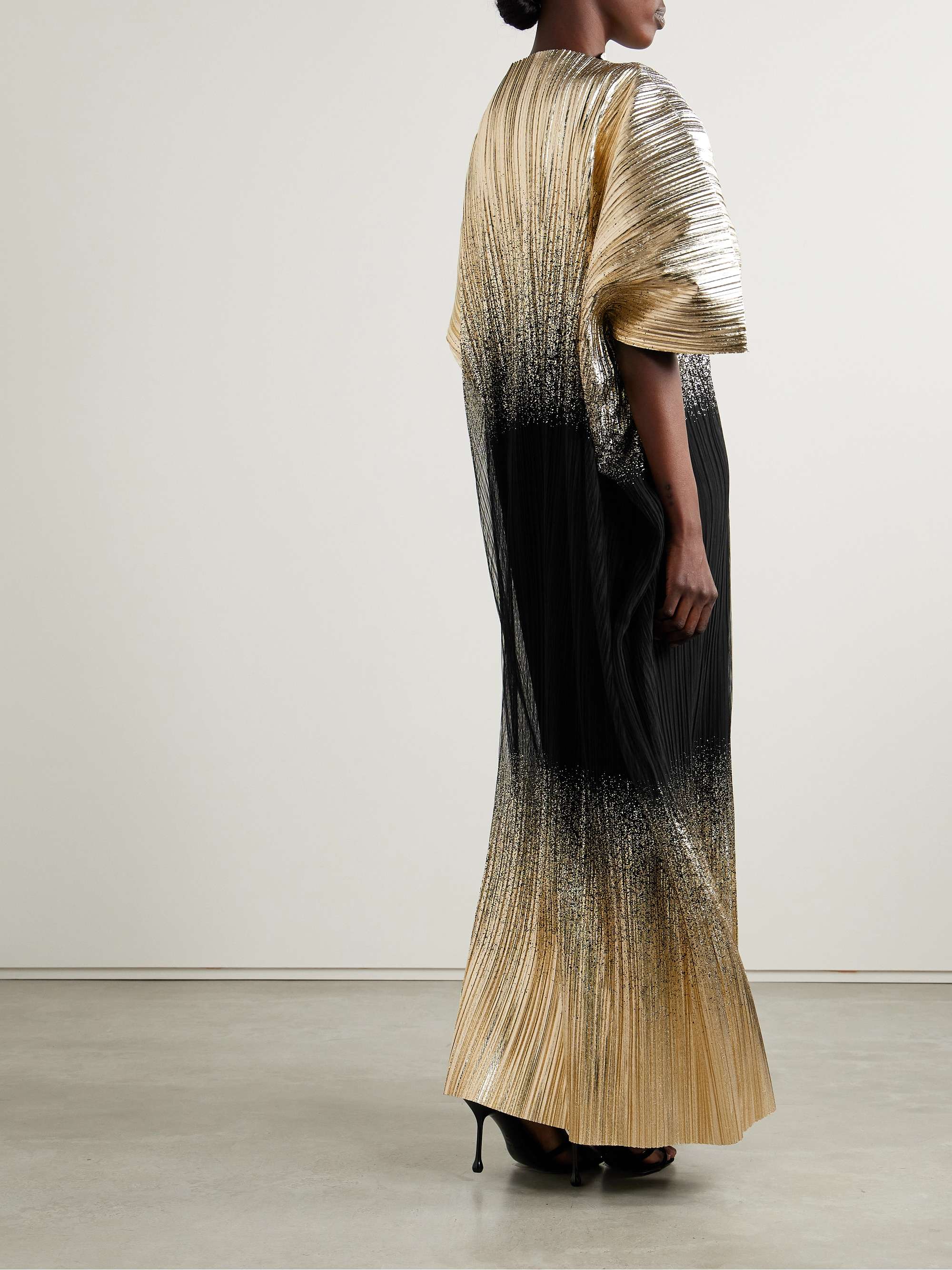 DIMA AYAD Cocoon metallic plissé-tulle gown