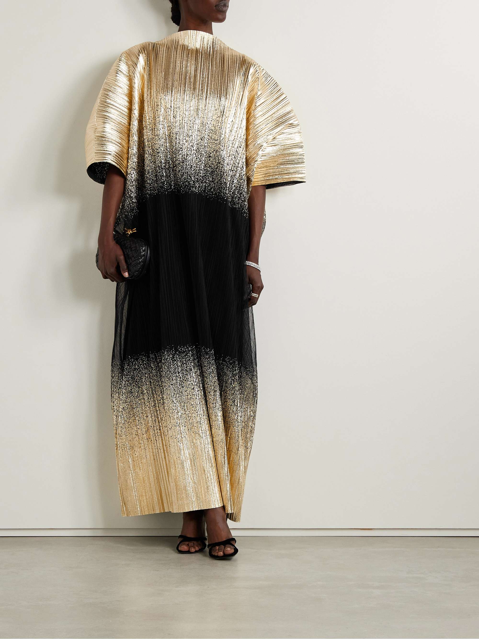 DIMA AYAD Cocoon metallic plissé-tulle gown