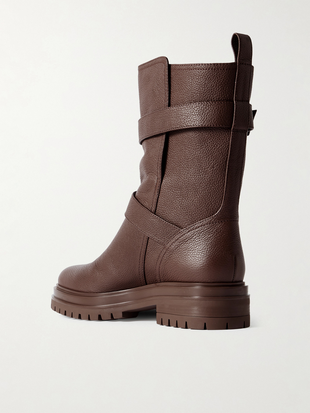 Gianvito Rossi Thiago Flair Buckled Textured-leather Boots In Brown