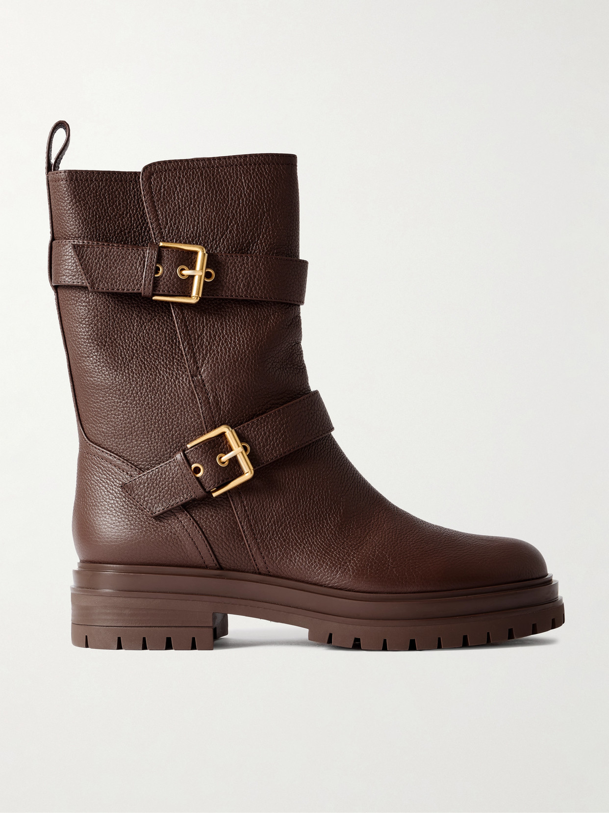 Gianvito Rossi - Thiago Flair Buckled Textured-leather Boots - Brown