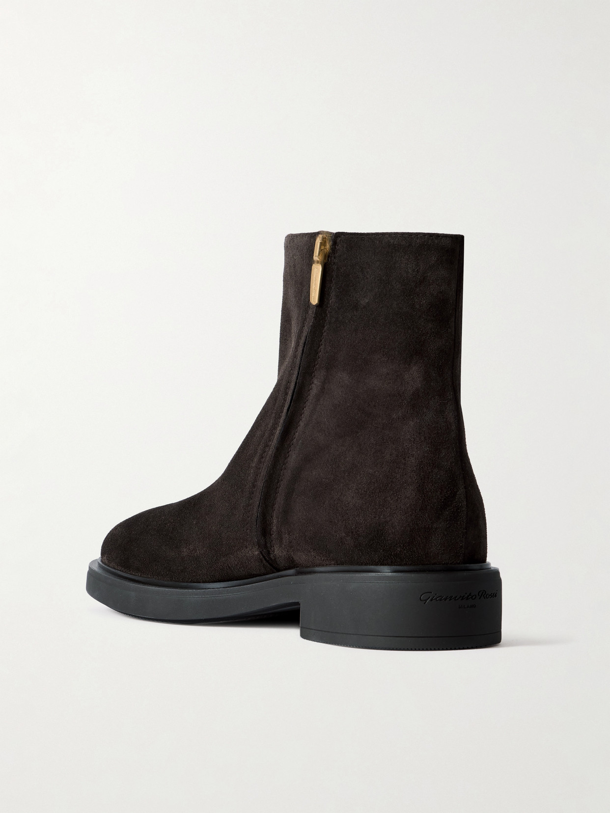 Gianvito Rossi Lexington 20 Leather-trimmed Suede Ankle Boots In Brown