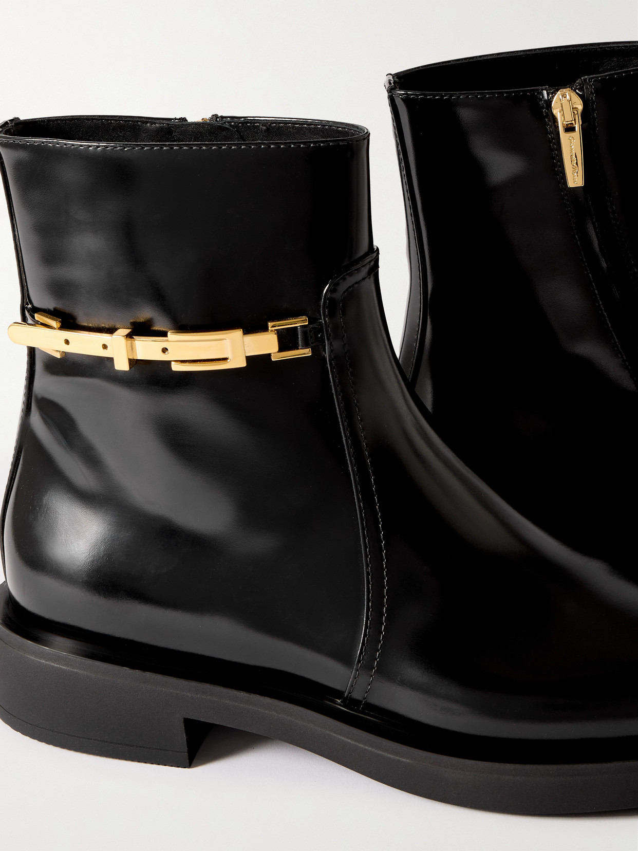 Gianvito Rossi Dover Embellished Glossed-leather Ankle Boots In Black