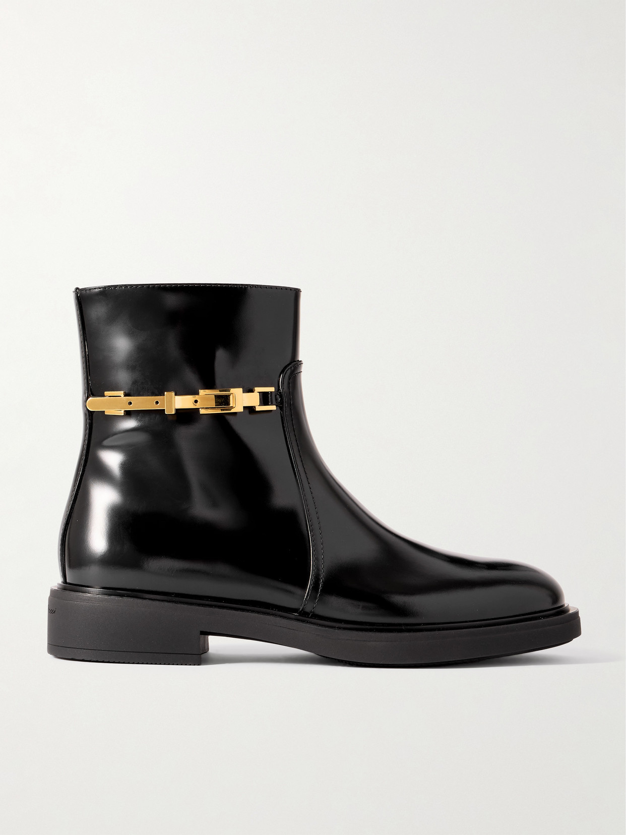 Gianvito Rossi Dover Embellished Glossed-leather Ankle Boots In Black