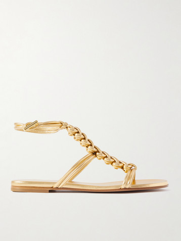 GIANVITO ROSSI Capua metallic braided leather sandals