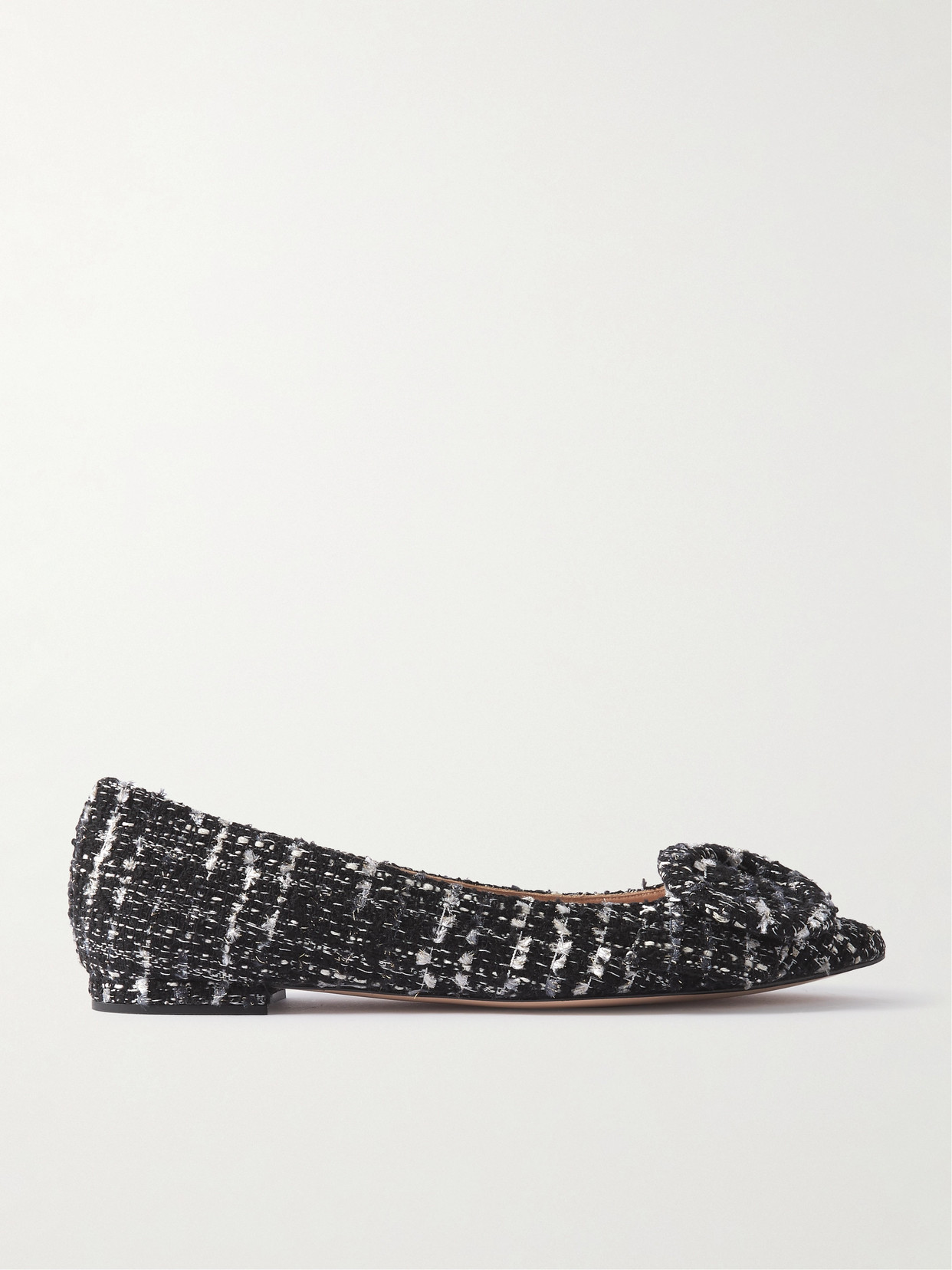 Gianvito Rossi - Venezia Bouclé-tweed Point-toe Flats - Black